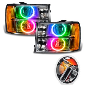 GMC Sierra Headlight Assemblies - ORACLE Lighting - SMD Headlights, Round Ring Design, ColorSHIFT - `07-`13
